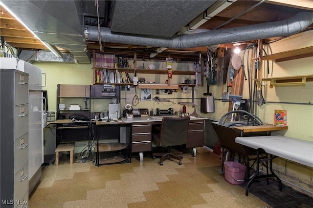 7080 Arcadia Dr, Parma, OH 44129 - office with light floors and concrete block wall