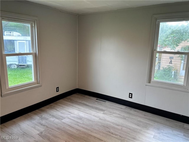 713 N 7th St, Bergholz, OH 43908 - empty room with light wood finished floors, healthy amount of natural light, and ornamental molding