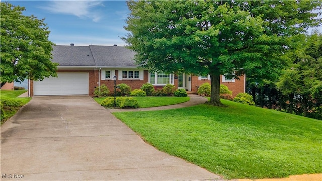 3945 Palisades Dr, Weirton, WV 26062 - ranch-style house with brick siding, driveway, a front yard, and a garage
