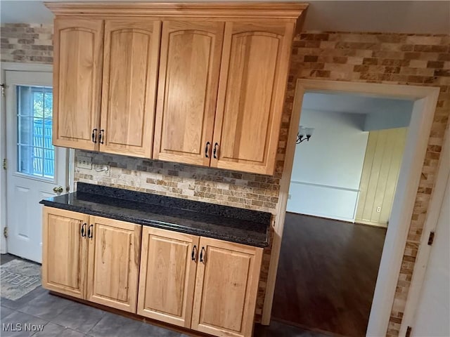62239 Hillcrest Rd, Barnesville, OH 43713 - kitchen with light brown cabinetry and dark countertops