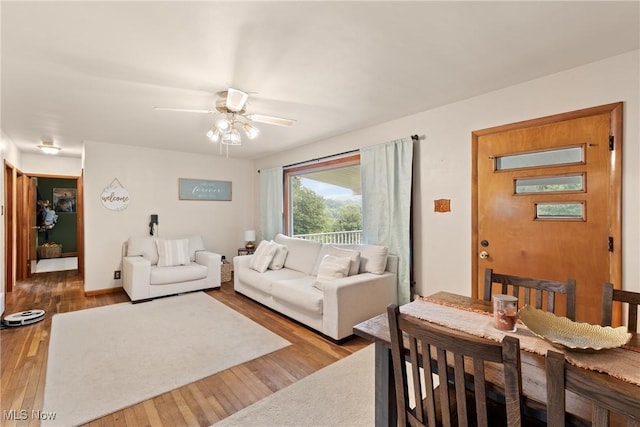 71050 Barries Dr, Martins Ferry, OH 43935 - living area featuring wood finished floors and a ceiling fan
