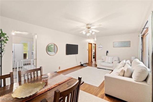 71050 Barries Dr, Martins Ferry, OH 43935 - living area featuring wood finished floors and ceiling fan