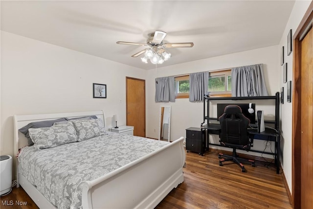 71050 Barries Dr, Martins Ferry, OH 43935 - bedroom featuring wood finished floors, an office area, and ceiling fan