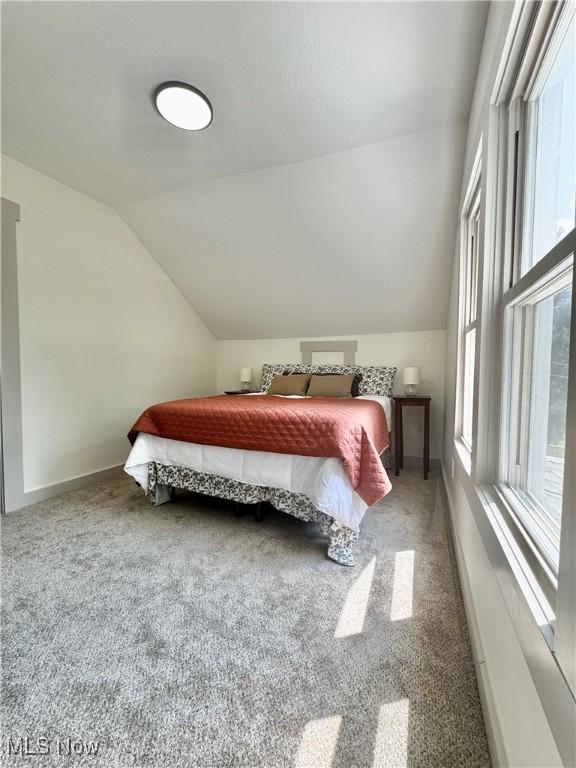 3187 Grenfall Rd, Norton, OH 44203 - carpeted bedroom with lofted ceiling and baseboards
