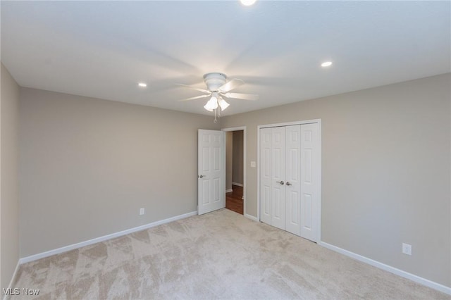 2271 Augusta Ct, Westlake, OH 44145 - unfurnished bedroom featuring carpet floors, a closet, recessed lighting, and ceiling fan