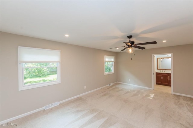 2271 Augusta Ct, Westlake, OH 44145 - empty room with a ceiling fan, light carpet, and recessed lighting