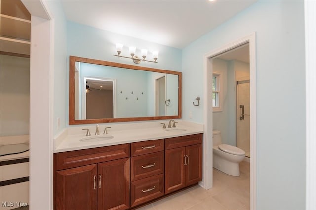 2271 Augusta Ct, Westlake, OH 44145 - bathroom with double vanity, a stall shower, and tile patterned floors