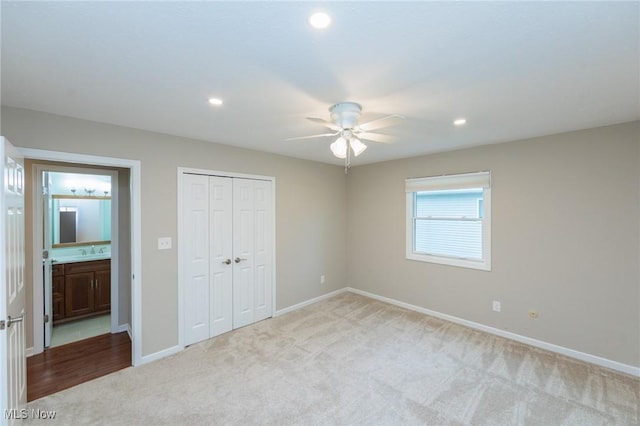 2271 Augusta Ct, Westlake, OH 44145 - unfurnished bedroom with carpet floors, a closet, recessed lighting, and ceiling fan