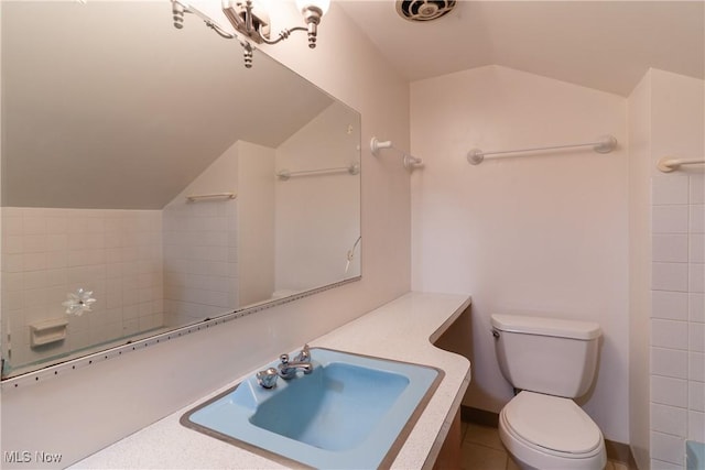 1403 Wexford Ave, Parma, OH 44134 - full bath with vaulted ceiling, vanity, and a shower