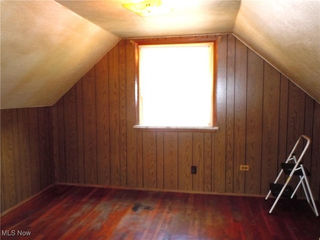 373 E 232nd St, Euclid, OH 44123 - bonus room featuring wood finished floors, vaulted ceiling, healthy amount of natural light, and wood walls