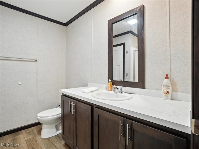 187 Garfield Ln, Jefferson, OH 44047 - bathroom with crown molding, vanity, and wood finished floors