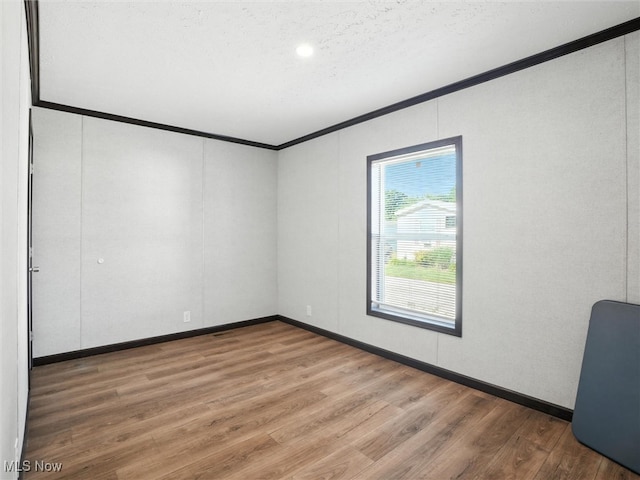 187 Garfield Ln, Jefferson, OH 44047 - spare room with ornamental molding, wood finished floors, and a textured ceiling