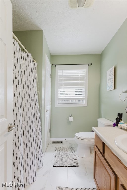 32 Par Three Dr, Follansbee, WV 26037 - bathroom featuring vanity, a shower with curtain, and marble look tile flooring
