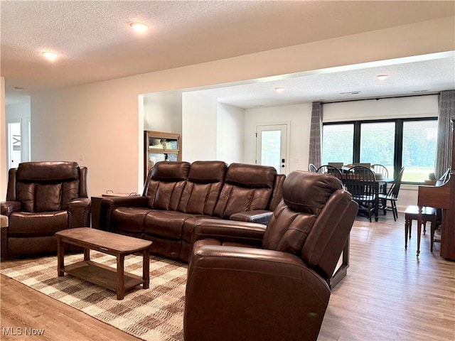 2710 E Hutton Rd, Wooster, OH 44691 - living area with light wood-style flooring, a textured ceiling, and recessed lighting