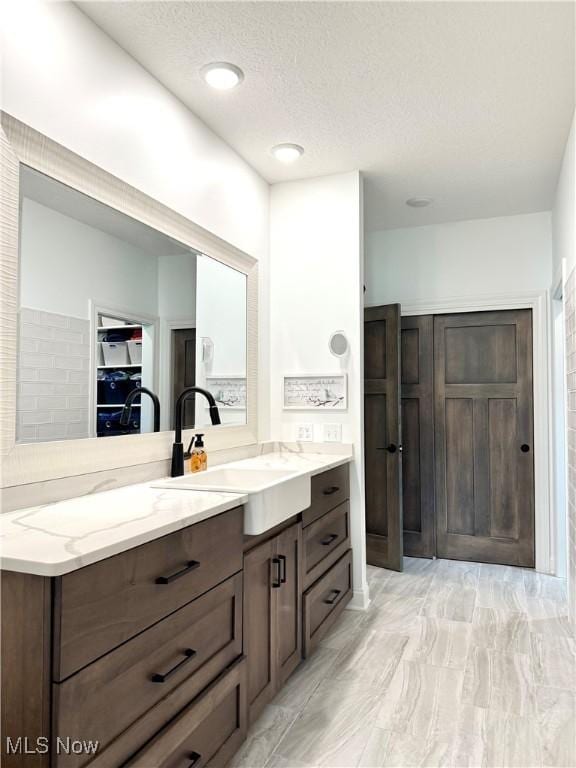 2710 E Hutton Rd, Wooster, OH 44691 - bathroom with double vanity, a textured ceiling, and a walk in closet
