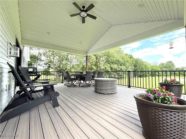 2710 E Hutton Rd, Wooster, OH 44691 - wooden deck featuring outdoor dining space and ceiling fan