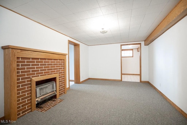 4435 W 58th St, Cleveland, OH 44144 - unfurnished living room featuring carpet flooring and a fireplace