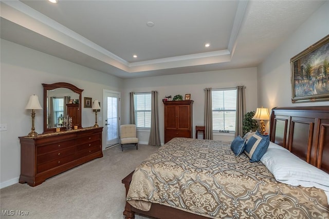 34674 N Legends Way, Grafton, OH 44044 - bedroom with light carpet, recessed lighting, and a raised ceiling