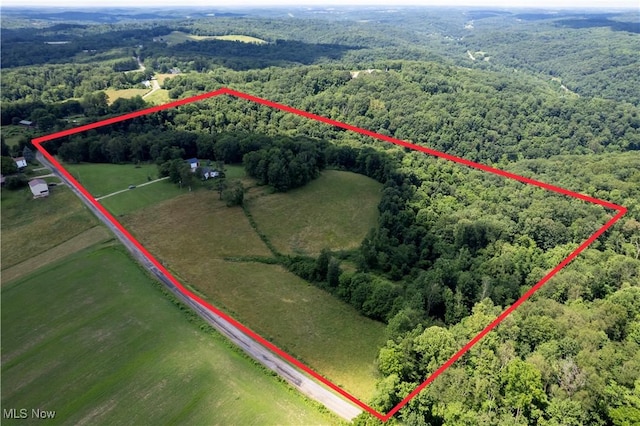 1292 Cinder Rd SE, Bergholz, OH 43908 - aerial view of sparsely populated area featuring a heavily wooded area and property boundaries highlighted