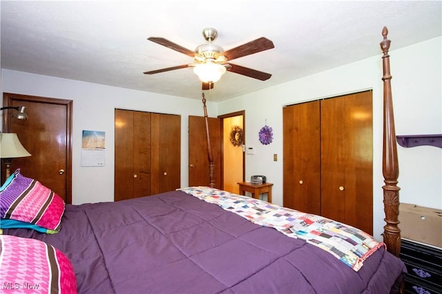 1292 Cinder Rd SE, Bergholz, OH 43908 - bedroom with two closets and a ceiling fan