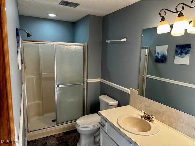 832 Meese Rd NE, Louisville, OH 44641 - bathroom with a stall shower, vanity, and a textured ceiling