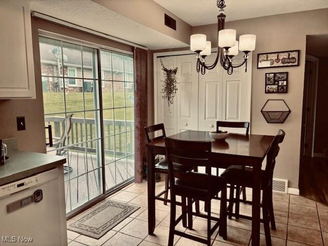 15539 Nantucket Cv # 3, Middlefield, OH 44062 - dining room featuring light tile patterned flooring and a chandelier