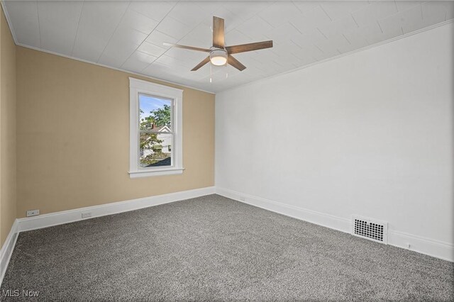 4305 W 49th St, Cleveland, OH 44144 - unfurnished room featuring ceiling fan, carpet flooring, and crown molding