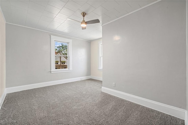 4305 W 49th St, Cleveland, OH 44144 - carpeted empty room with ornamental molding and a ceiling fan