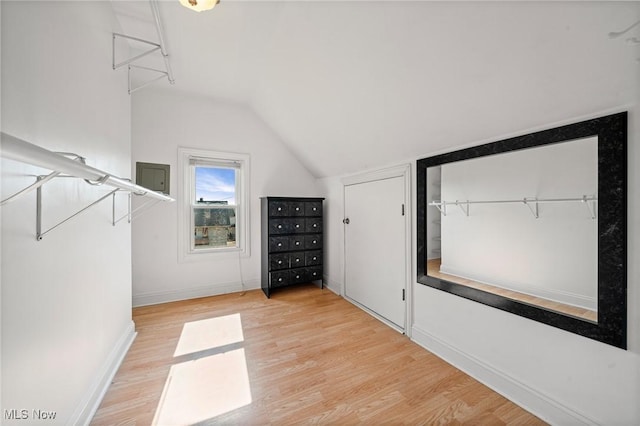 4305 W 49th St, Cleveland, OH 44144 - walk in closet featuring wood finished floors and lofted ceiling