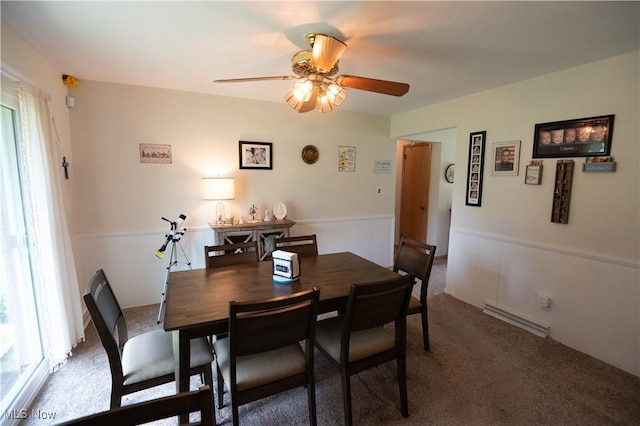 1074 S Meridian Rd, Austintown, OH 44509 - dining area featuring carpet floors and a ceiling fan