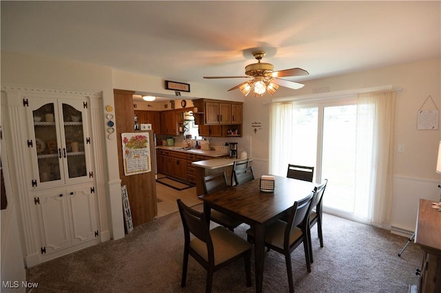 1074 S Meridian Rd, Austintown, OH 44509 - dining room with healthy amount of natural light, a ceiling fan, and light carpet