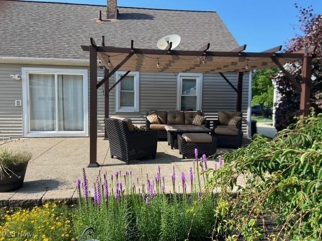 5384 Huron Rd, Lyndhurst, OH 44124 - view of patio with outdoor lounge area, a pergola, and a ceiling fan