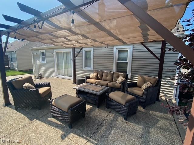 5384 Huron Rd, Lyndhurst, OH 44124 - view of patio with an outdoor hangout area and a pergola