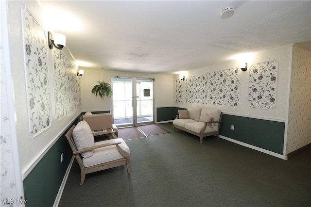 20312 Lorain Rd Unit 314, Fairview Park, OH 44126 - sitting room featuring carpet, wallpapered walls, and french doors