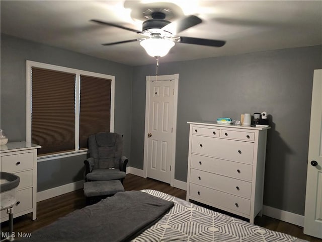 119 E 6th St, Williamstown, WV 26187 - bedroom with dark wood-style floors and a ceiling fan
