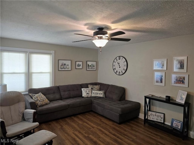 119 E 6th St, Williamstown, WV 26187 - living room featuring wood finished floors, ceiling fan, and a textured ceiling