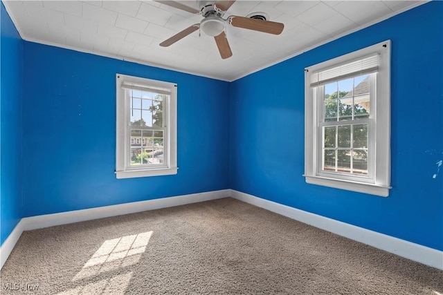 4010 11th Ave, Parkersburg, WV 26101 - carpeted spare room with plenty of natural light, crown molding, and ceiling fan