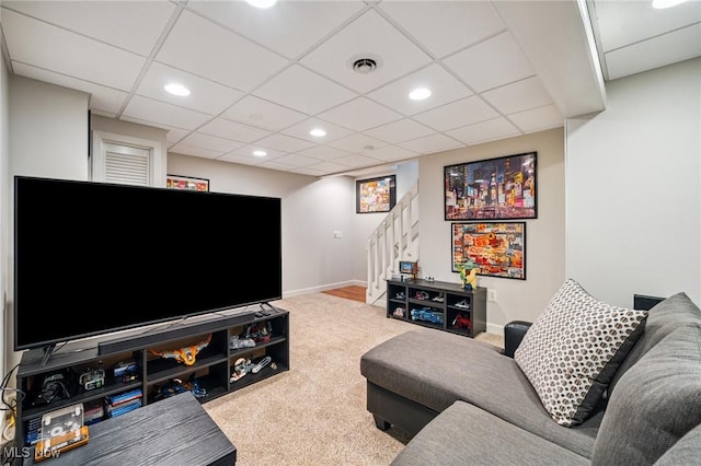 1653 Maple View Ct, Streetsboro, OH 44241 - living area featuring stairway, recessed lighting, and carpet floors
