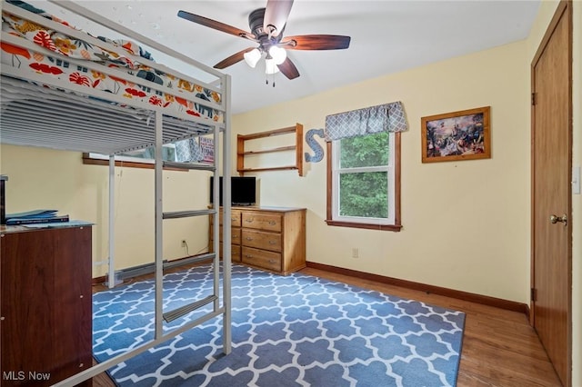 34 Prospect St, Seville, OH 44273 - bedroom featuring light wood finished floors and ceiling fan