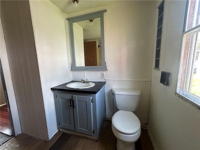 152 N Main St Unit 2, New London, OH 44851 - half bath featuring wood finished floors, vanity, and a wainscoted wall