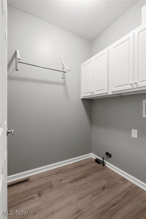 4428 Trail Head Cir NW, Massillon, OH 44647 - laundry area with cabinet space, wood finished floors, gas dryer hookup, and a textured ceiling