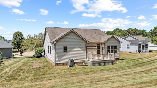 4428 Trail Head Cir NW, Massillon, OH 44647 - back of house with a deck, a yard, crawl space, and a shingled roof