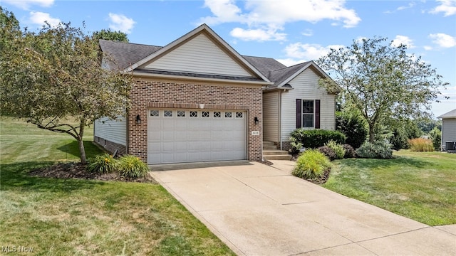 4428 Trail Head Cir NW, Massillon, OH 44647 - single story home with brick siding, driveway, a garage, and a front lawn