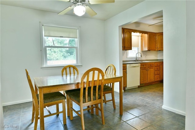 131 Euclid Blvd, Youngstown, OH 44505 - dining space featuring plenty of natural light, ceiling fan, and tile patterned flooring