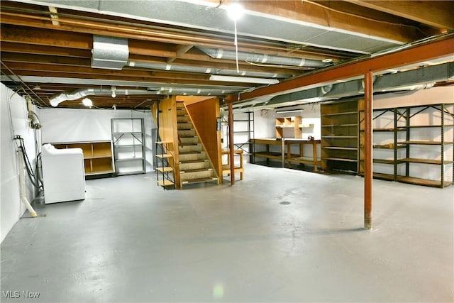 131 Euclid Blvd, Youngstown, OH 44505 - unfinished below grade area featuring washer / dryer and stairway