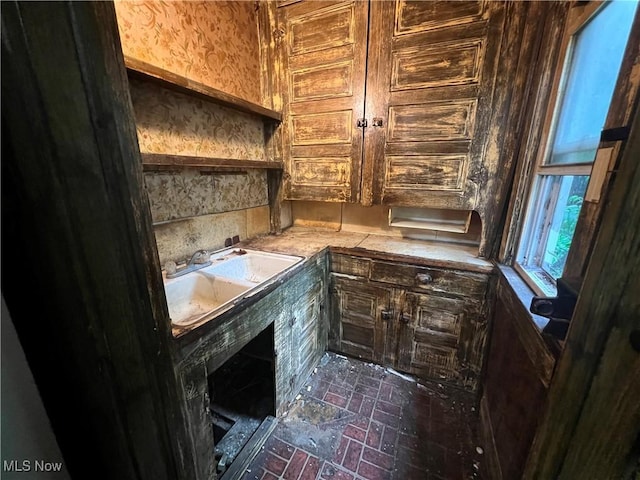 1529 Stark Ave SW, Canton, OH 44706 - bathroom featuring brick patterned flooring and wallpapered walls