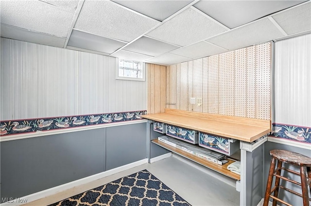 474 W 4th St, Salem, OH 44460 - interior space featuring a paneled ceiling and concrete floors