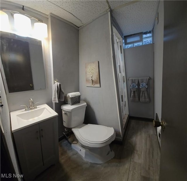 25801 Zeman Ave, Euclid, OH 44132 - bathroom featuring a paneled ceiling, vanity, and wood finished floors