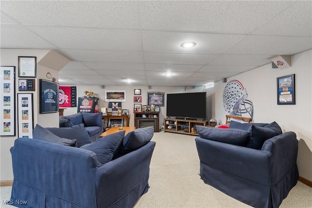 2785 Chalford Cir NW, North Canton, OH 44720 - carpeted living room featuring a drop ceiling