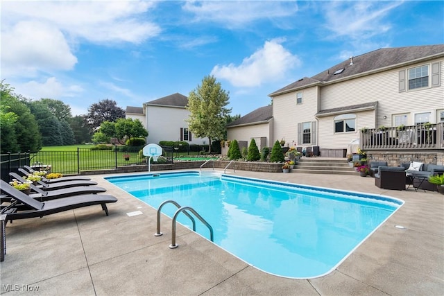 2785 Chalford Cir NW, North Canton, OH 44720 - view of pool with an outdoor hangout area, a patio area, and a wooden deck